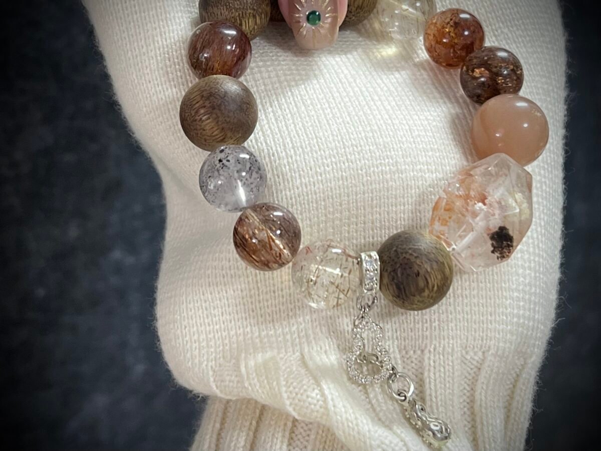 Agarwood and Rutilated Quartz Bracelet