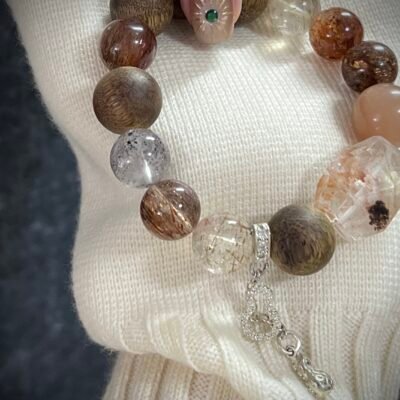 Agarwood and Rutilated Quartz Bracelet