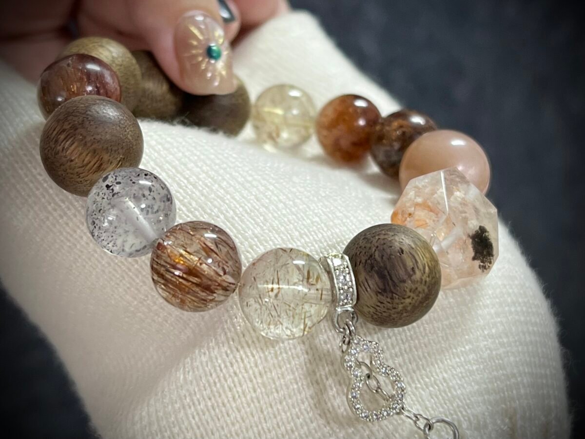 Agarwood and Rutilated Quartz Bracelet