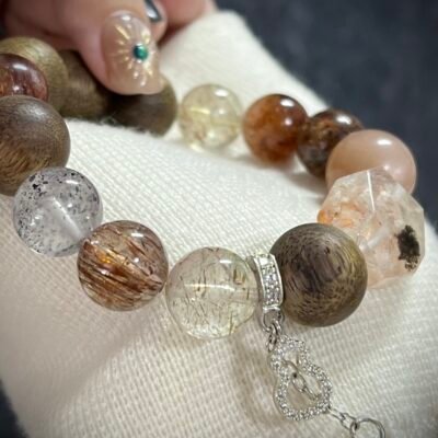 Agarwood and Rutilated Quartz Bracelet