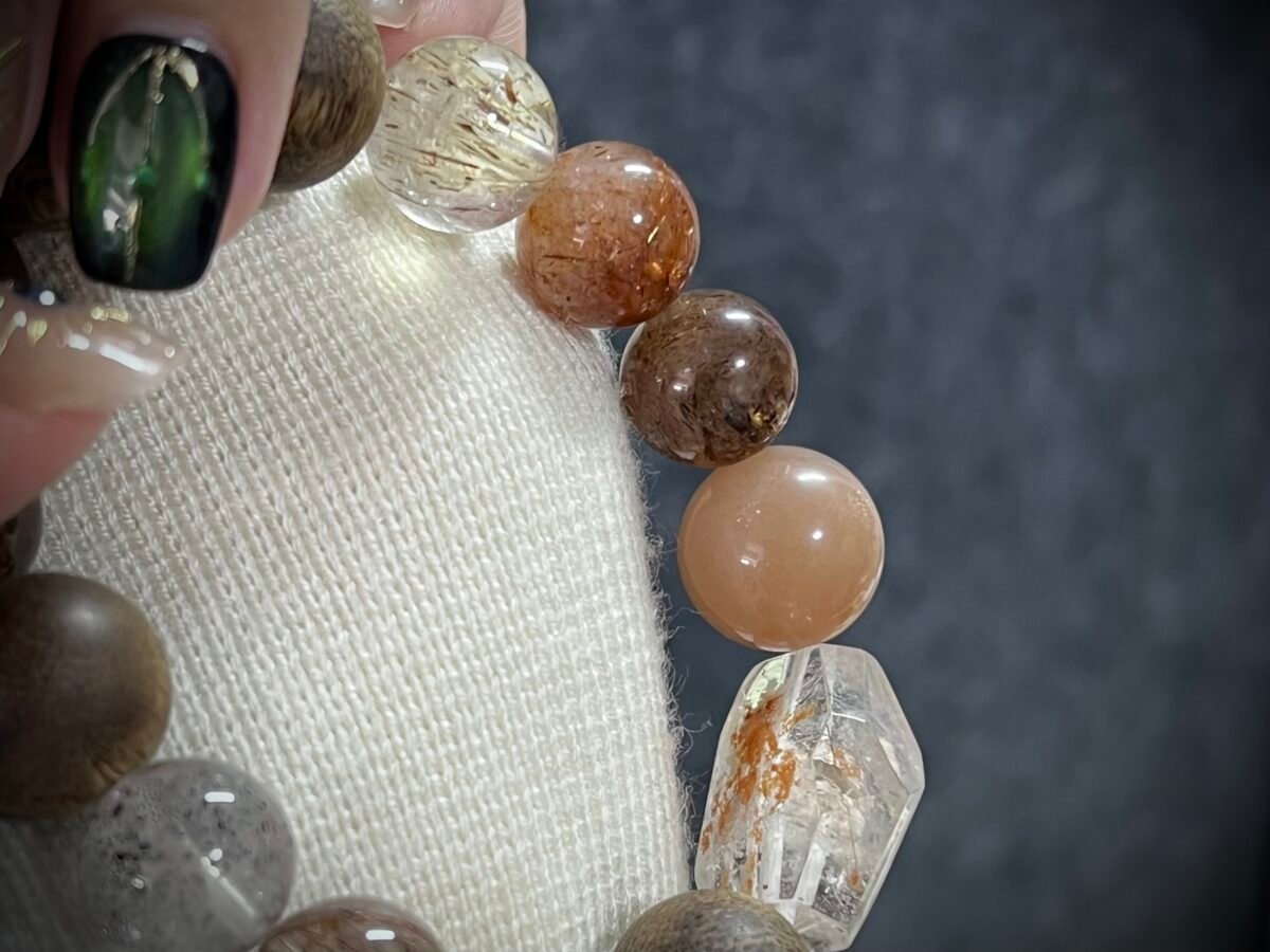 Agarwood and Rutilated Quartz Bracelet