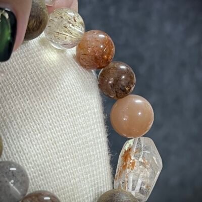 Agarwood and Rutilated Quartz Bracelet
