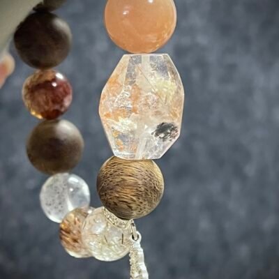 Agarwood and Rutilated Quartz Bracelet