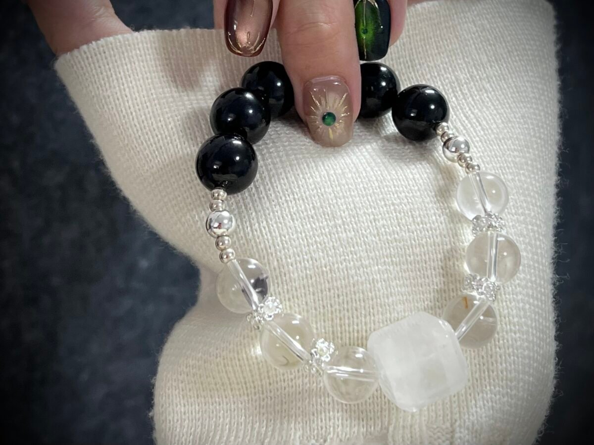 Obsidian and Clear Quartz for the Rat Zodiac
