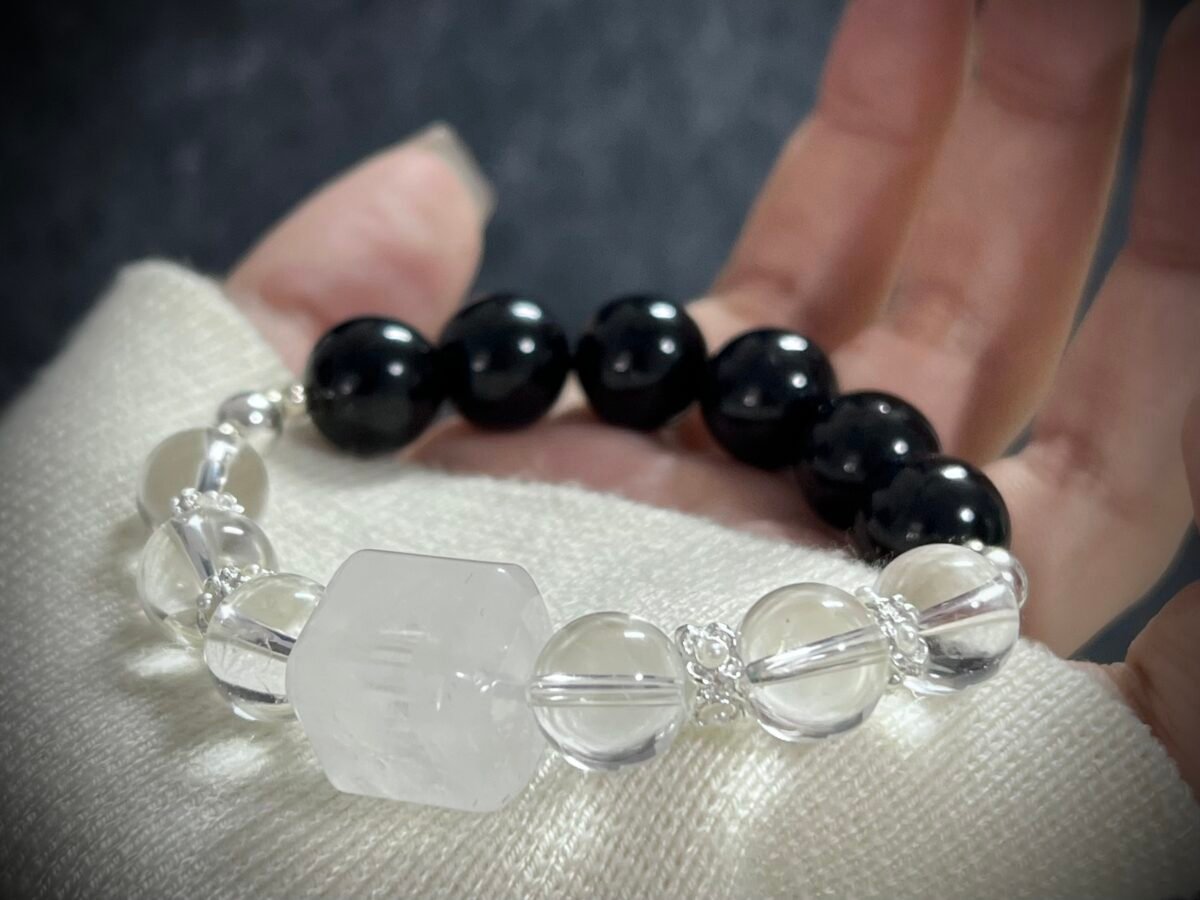 Obsidian and Clear Quartz for the Rat Zodiac