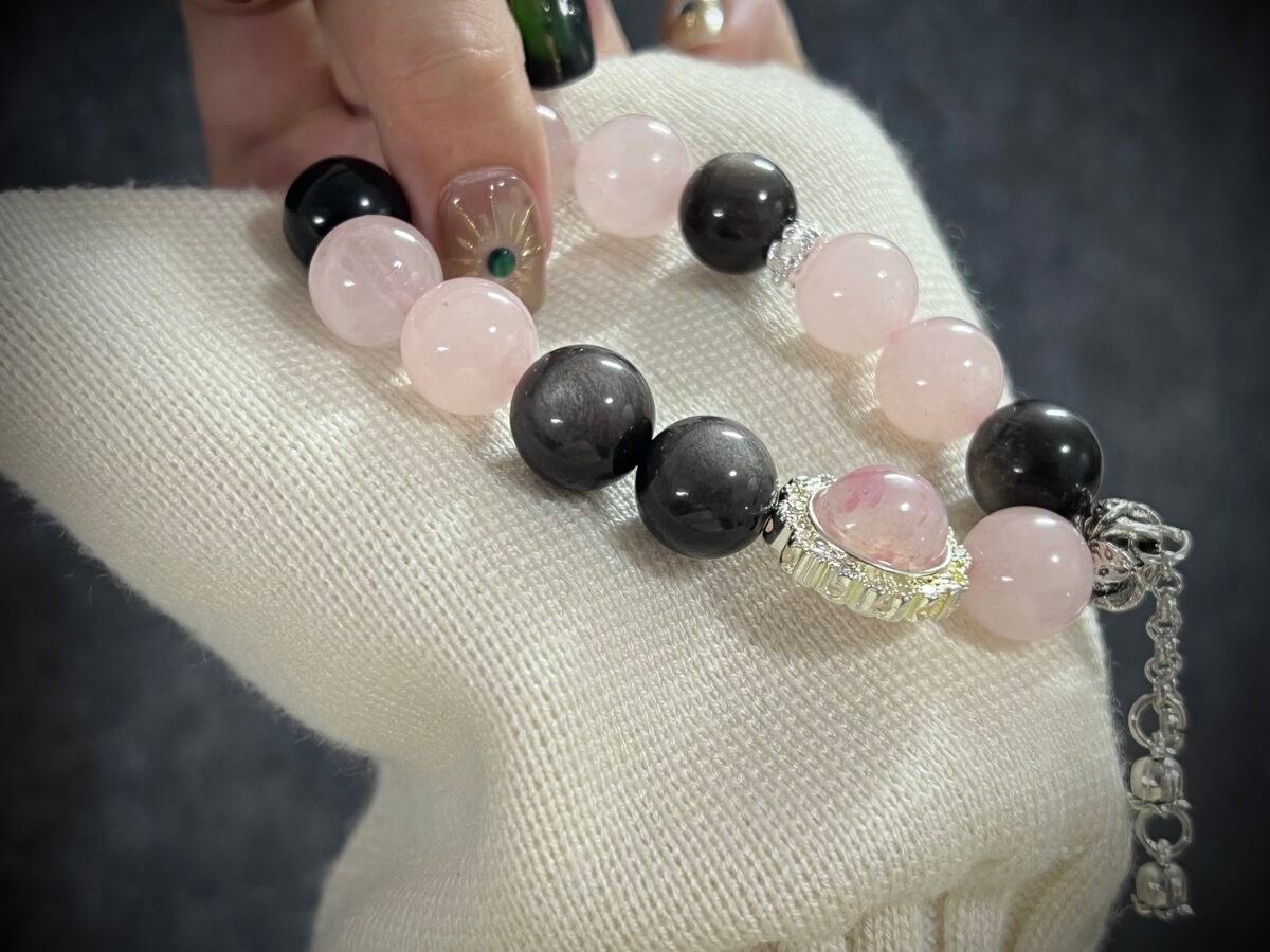 Rose Quartz and Silver Obsidian for the Snake Chinese Zodiac