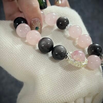 Rose Quartz and Silver Obsidian for the Snake Chinese Zodiac