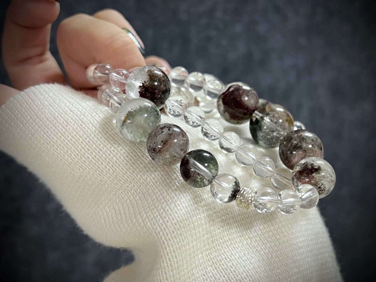 Chinese zodiac tiger charm bracelet of Green Phantom Quartz