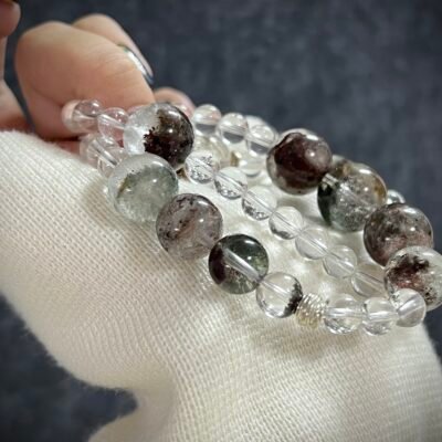 Chinese zodiac tiger charm bracelet of Green Phantom Quartz