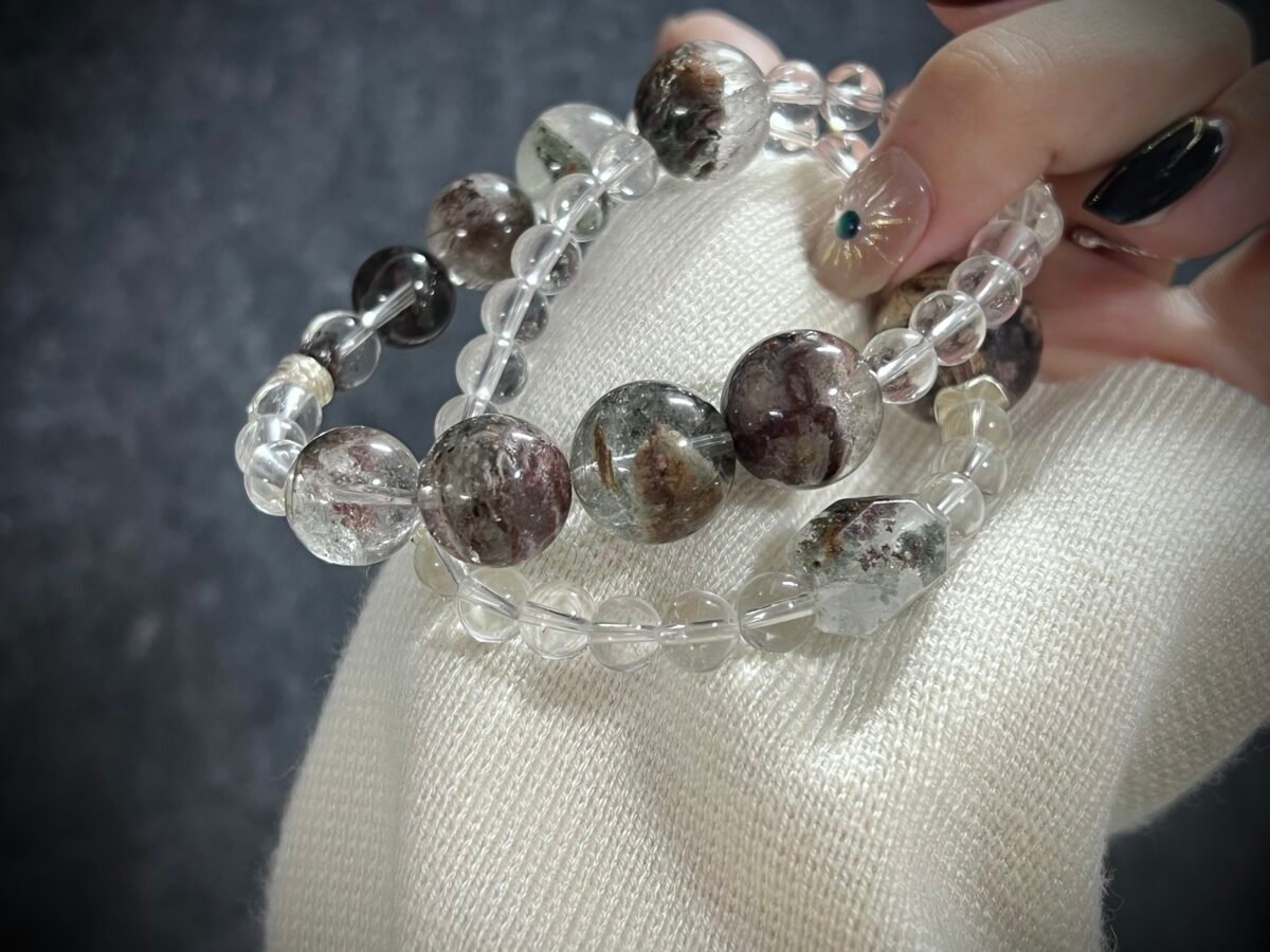 Chinese zodiac tiger charm bracelet of Green Phantom Quartz