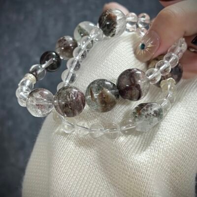 Chinese zodiac tiger charm bracelet of Green Phantom Quartz