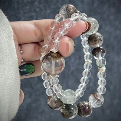 Chinese zodiac tiger charm bracelet of Green Phantom Quartz