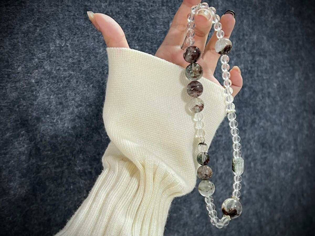 Chinese zodiac tiger charm bracelet of Green Phantom Quartz