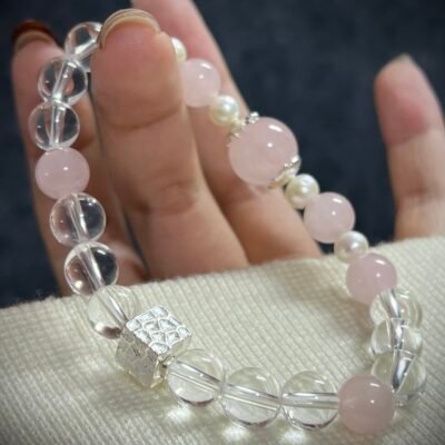 Goat Zodiac Bracelet with Rose and Clear Quartz