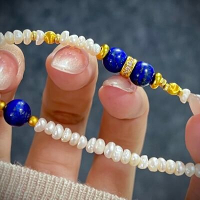 Lapis Lazuli and Pearl Bracelet for Rabbit Chinese Zodiac