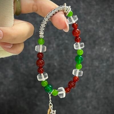 red and Green Agate for Christmas